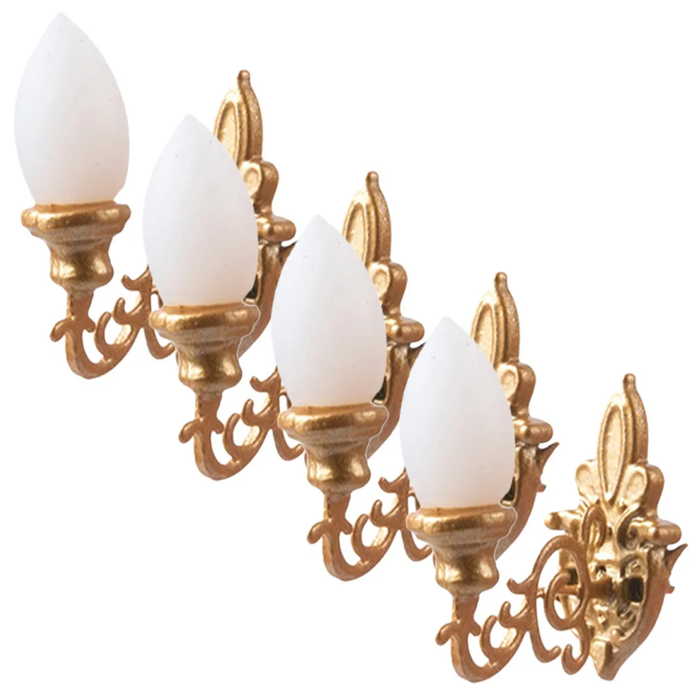

4Pcs Mini Luminous Wall Lamps for Mini House Decoration Exquisite Craftsmanship Compact Size Sand Table DIY Decor Miniature Wall
