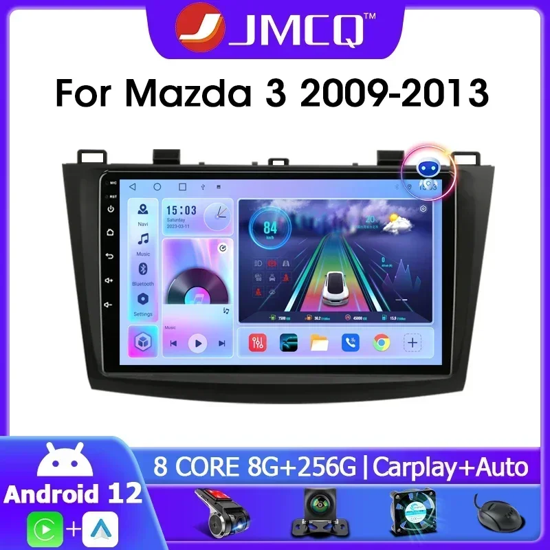 

JMCQ 9" 2din Android 12.0 Car Radio Multimedia Player GPS Navigaion For Mazda 3 2009-2013 4G+WiFi Carplay DSP RDS Head Unit