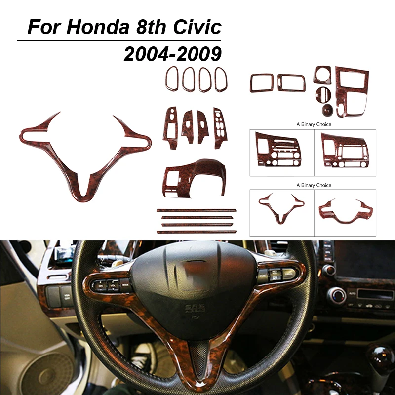 For Honda Civic 8Th 2024-2029 Interior Modification Abs Stickers Central Control Steering Wheel Air Outlet Car Accessories