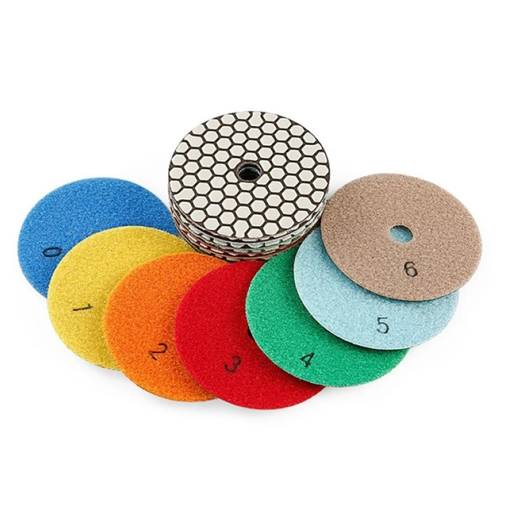 1pc 4 Inch Diamond Polishing Pad Dry Use Flexible Sanding Disc Resin Bond  For Granite Marble Stone Grinding Abrasive Tool