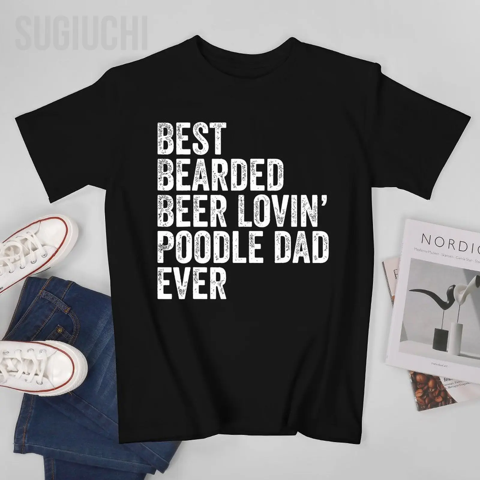 Unisex Men Best Bearded Beer Lovin Poodle Dad Gifts Dog Owner Tshirt Tees T Shirts Women Boys 100% Cotton T-Shirt
