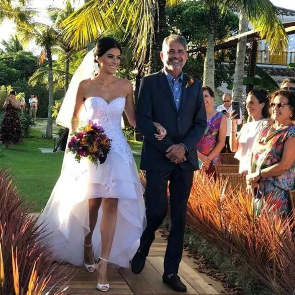 Vestido de novia de línea a con apliques de encaje, traje de novia personalizado, escote Corazón, 2024