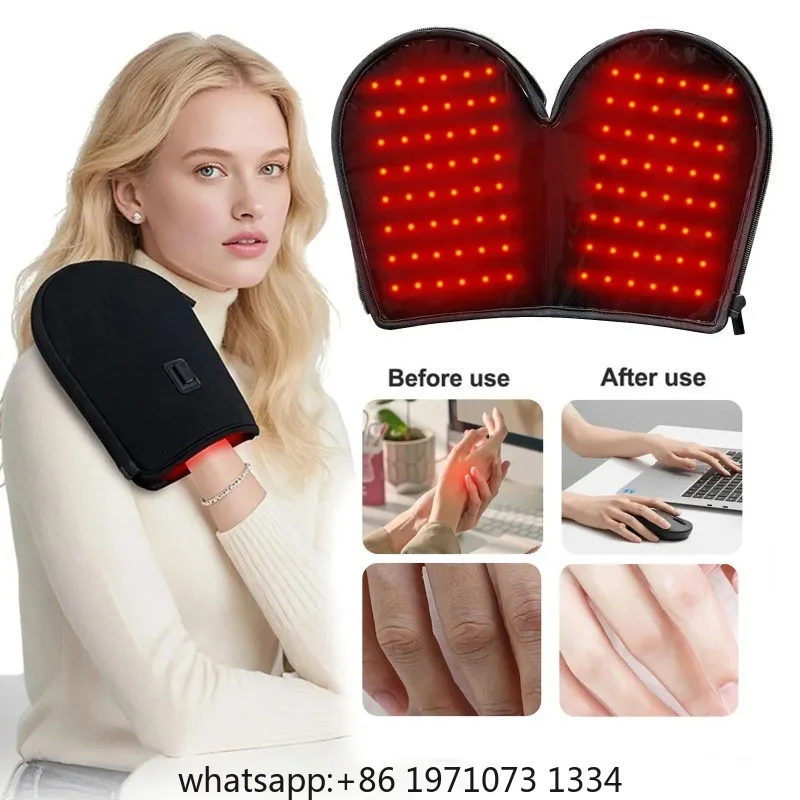 LED Light Therapy for Hand Pain Relief with 660nm Red & 850nm Infrared Light, Rechargeable LED Near Infrared Light Therapy Glove