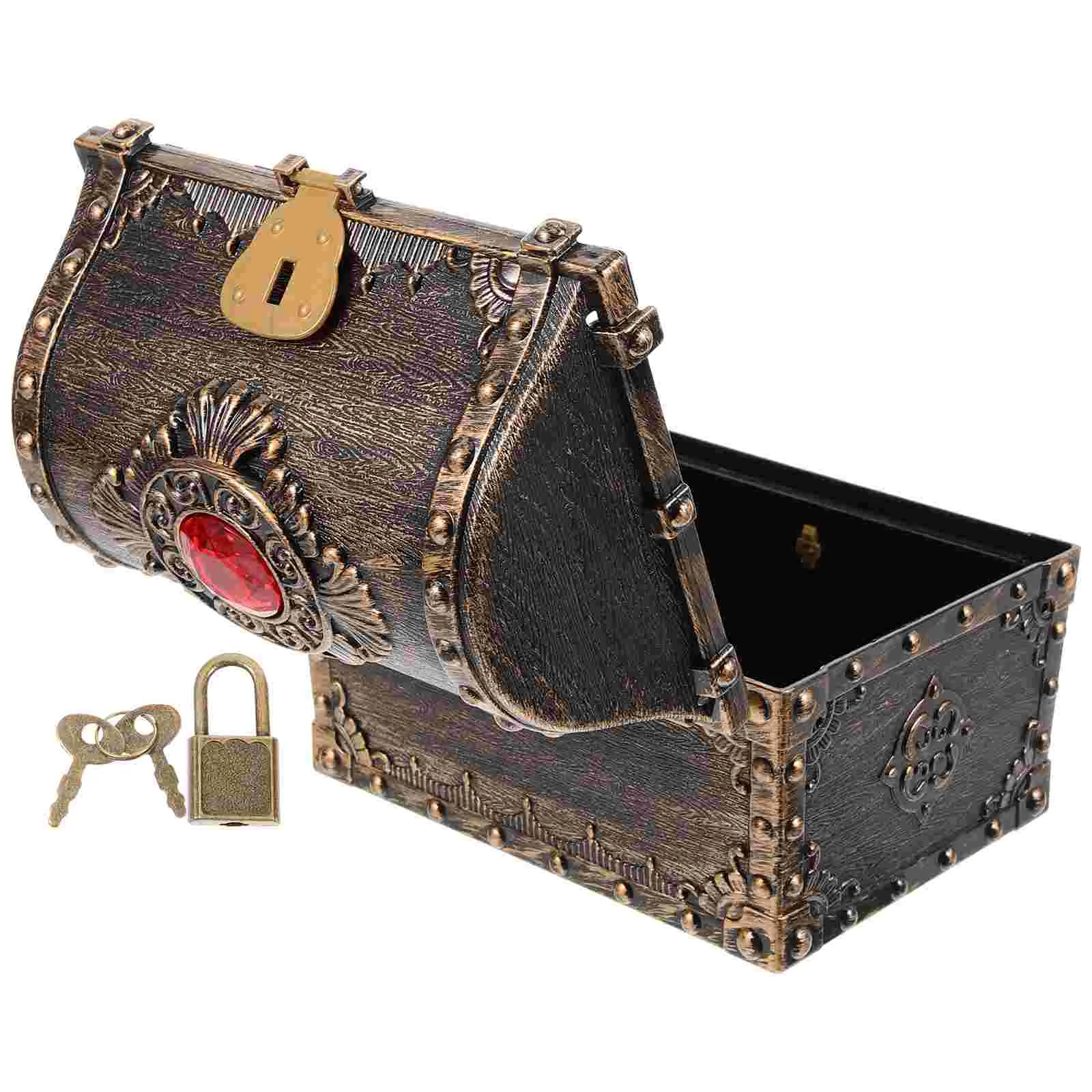 Pirate Treasure Hunting Box Children's Retro Storage Creative Gemstone Props Plastic Chest Small Aldut Toys Baby Tots