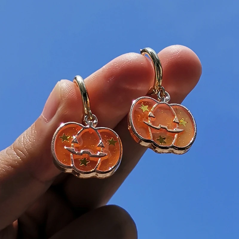 Cute Pumpkin Big Statement Hoop Earrings Girl Trendy Gold Color Huggies Earrings Wholesale Jewelry Accessories Party Gift