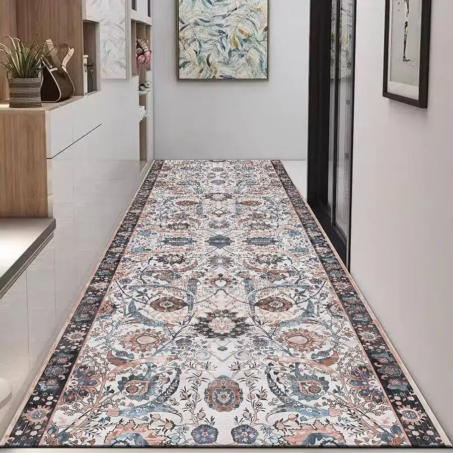Vintage Pattern Carpet Mat Rug Long Rectangle Home Decoration for Living Room Corridor Non-slip Soft Floor Mat for Hallway Decor