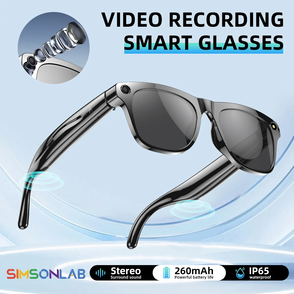 

Новые умные очки, голосовой помощник, BT-вызов, AI-перевод, HIFI-наушники, HD, антивибрационные линзы для камеры, модные солнцезащитные очки с защитой от УФ-лучей