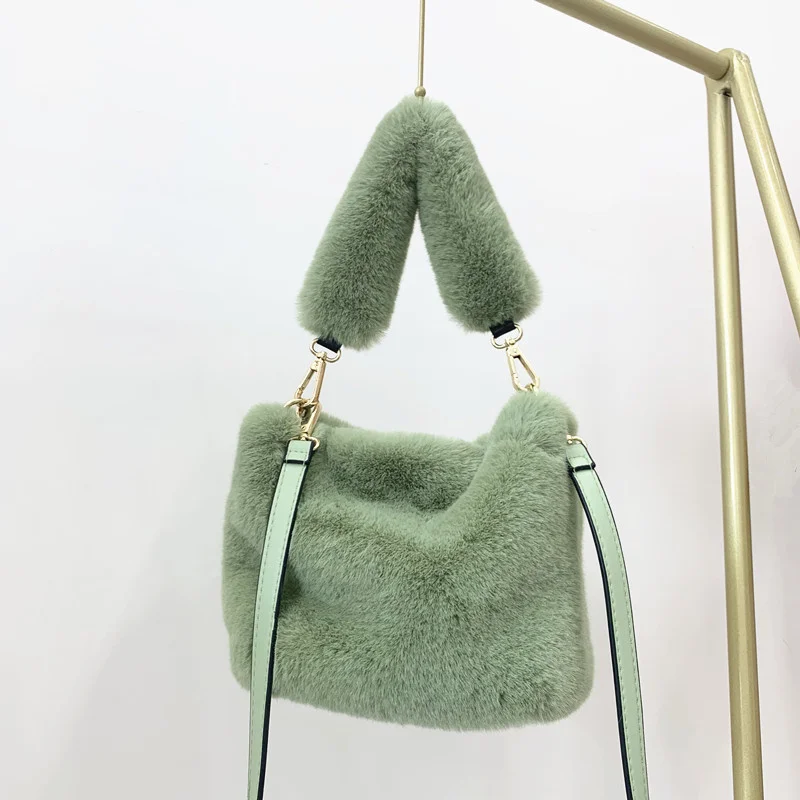 Faux Fur Bag For Women Simple Design Soft Plush Shoulder Bags Furry Ladies Fashion Handbag Girls Purse Purses Handbags Luxury