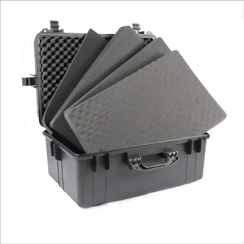 Durable outdoor waterproof plastic rigid box with foam shock resistance for storage and protection of camping, hiking, and
