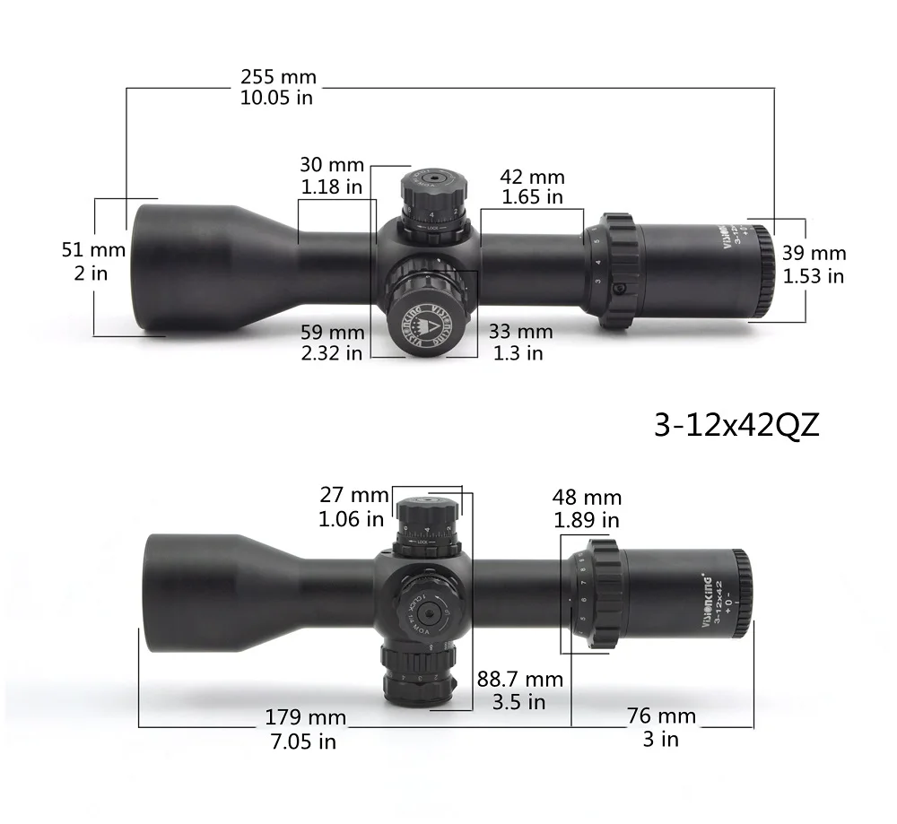 Visionking 3-12x42 FFP Riflescope Wide Angle Hunting Lunettes Shotting Tactical Rifle Scope Mil-Dot Illumination Optical Sight