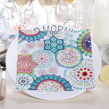 20 adet/Pac 33*33cm 2Ply renkli baskılı çanak kemik Bart kağıt egzotik parti dekorasyon tek kullanımlık kağıt Placemat