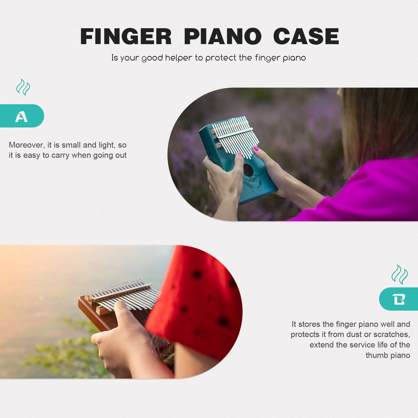 

PU Eva Kalimba Case Small Portable Thumb Piano Pouch Durable Scratch Resistant Storage Box Finger Piano