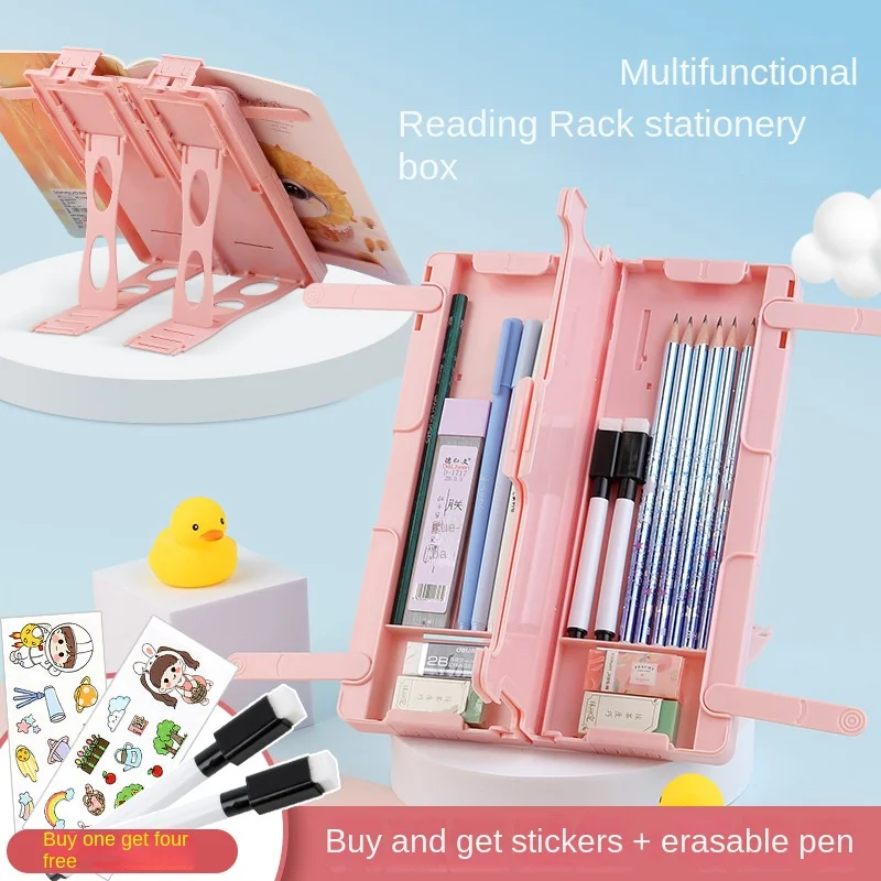 Scatola di cancelleria pieghevole custodia per penna da lettura portatile multifunzione regolabile con blocco per scrivere per forniture per ufficio