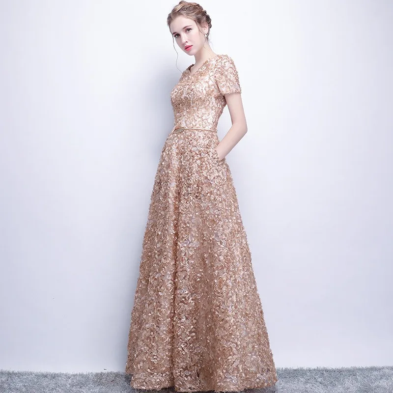 2025 novo feminino de alta qualidade luxo lantejoulas banquete anfitrião nobre e elegante vestido longo vestido digno e atmosférico
