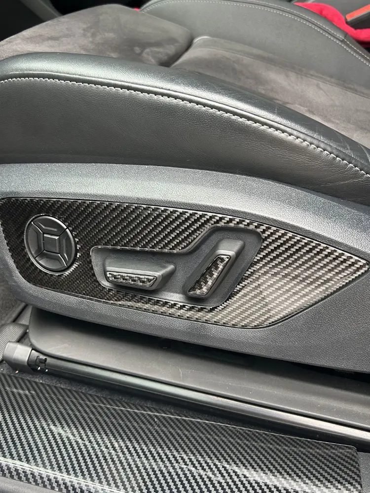 

6 шт., автомобильное мягкое углеродное волокно, внутренняя кнопка регулировки сиденья, накладка на панель для Audi A3 8Y 2021 2022 2023-2025 A6 C8 2019-2024