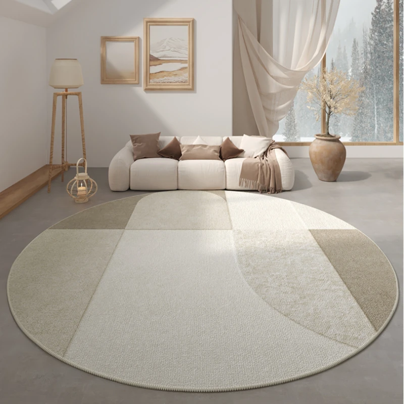 Wabi-sabi Style Carpets for Living Room Minimalist Anti-slip Mat Large Area Bedroom Decor Round Carpet Washable Soft Bedside Rug