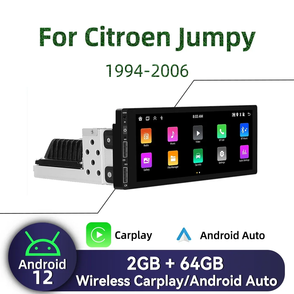 1 Din Android Radio for Citroen Jumpy 1994-2006 Carplay Autoradio Android Auto Stereo Car Multimedia Head Unit Navigation GPS BT