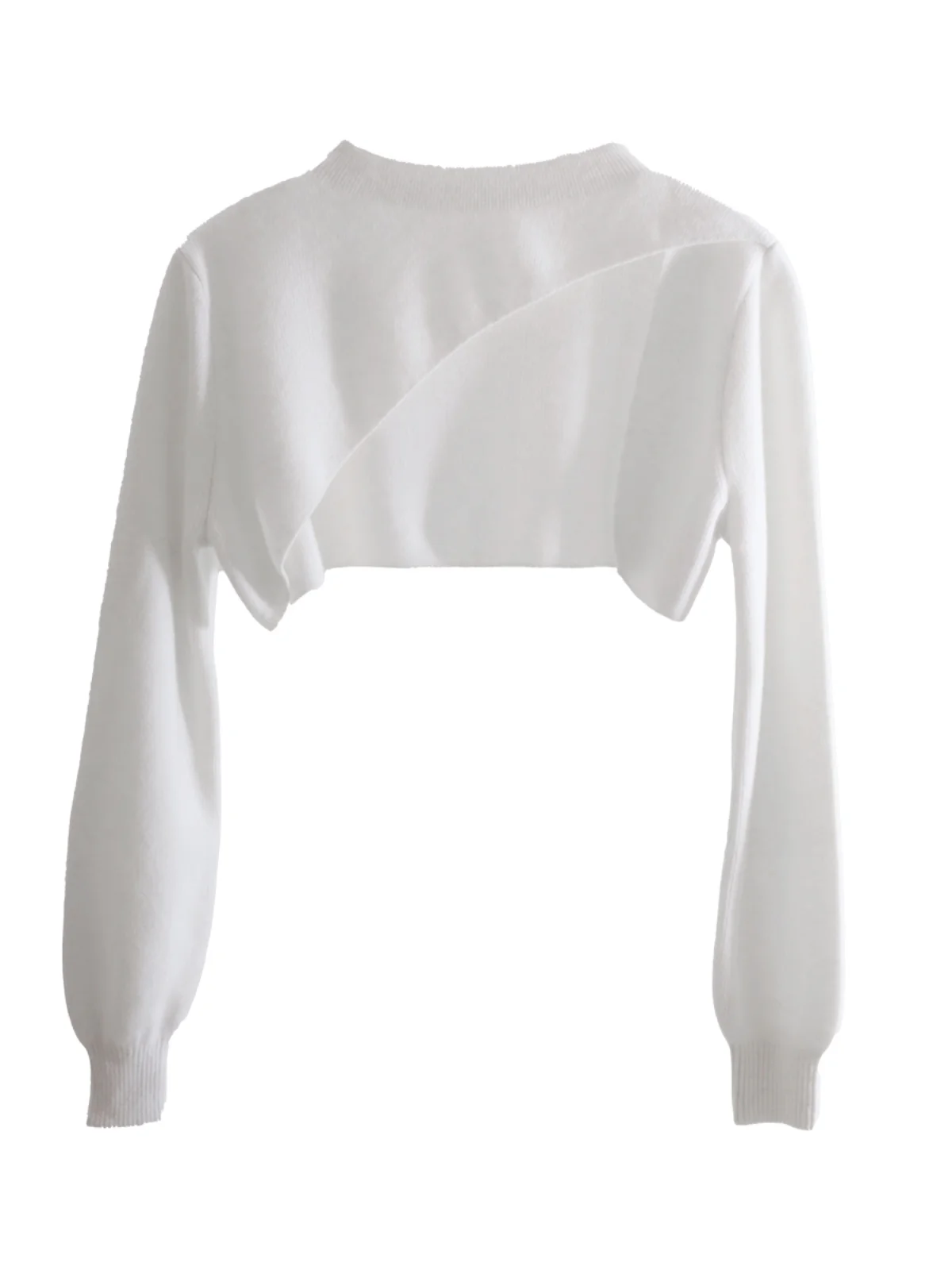 Original Design Retro INS Chic White ort Woolen Top for Women Ele eep Camere Commute Sle Long Sve Crew Ne