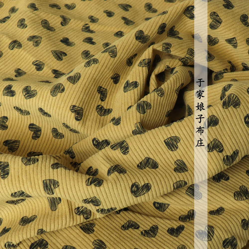 140x50cm Spring Autumn Corduroy Printing Solid Color Thick Stretch Fabric, Making Pants Jacket Children Adult Clothing Cloth