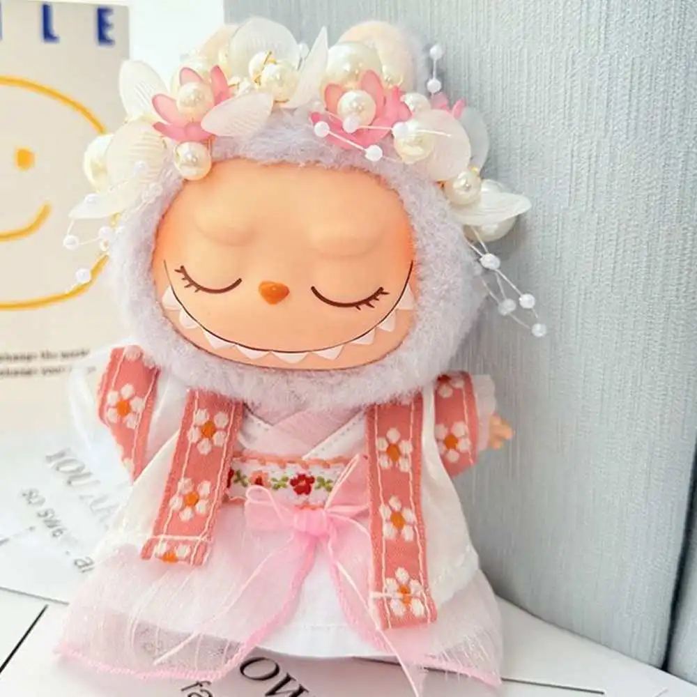 17cm Labubu Idol Dolls Clothes Beautiful Hanfu Hair Accessories Set Mini Doll'S Clothes Outfit Ancient Clothing Gift