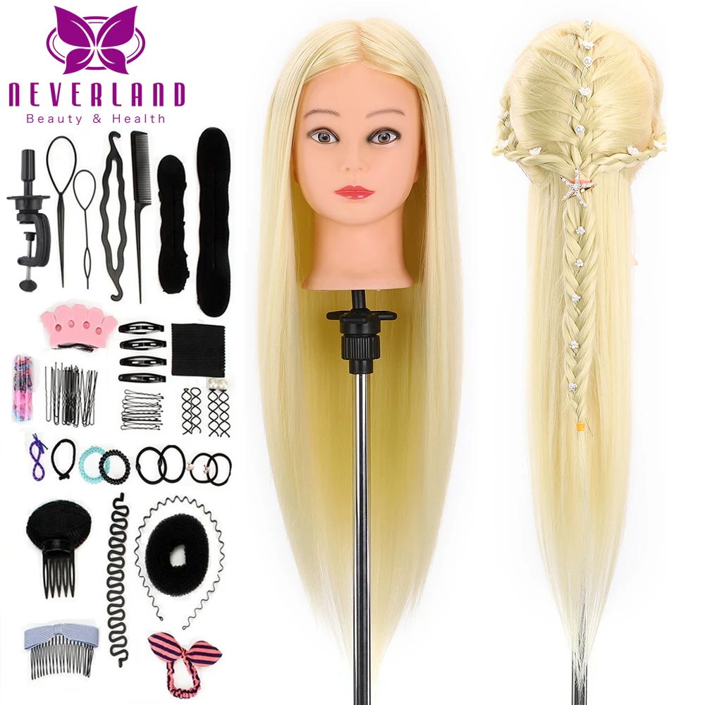 NEVERLAND Training Head Mannequin Hair Professional High Temperature Hair Practice Hairdressing Mannequin Dolls Style Braiding