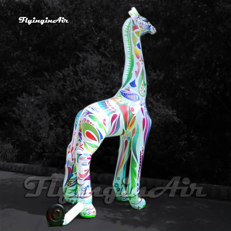 Personalized Colorful Inflatable Giraffe Parade Performance Animal Model Air Blow Up White Deer Balloon For Event