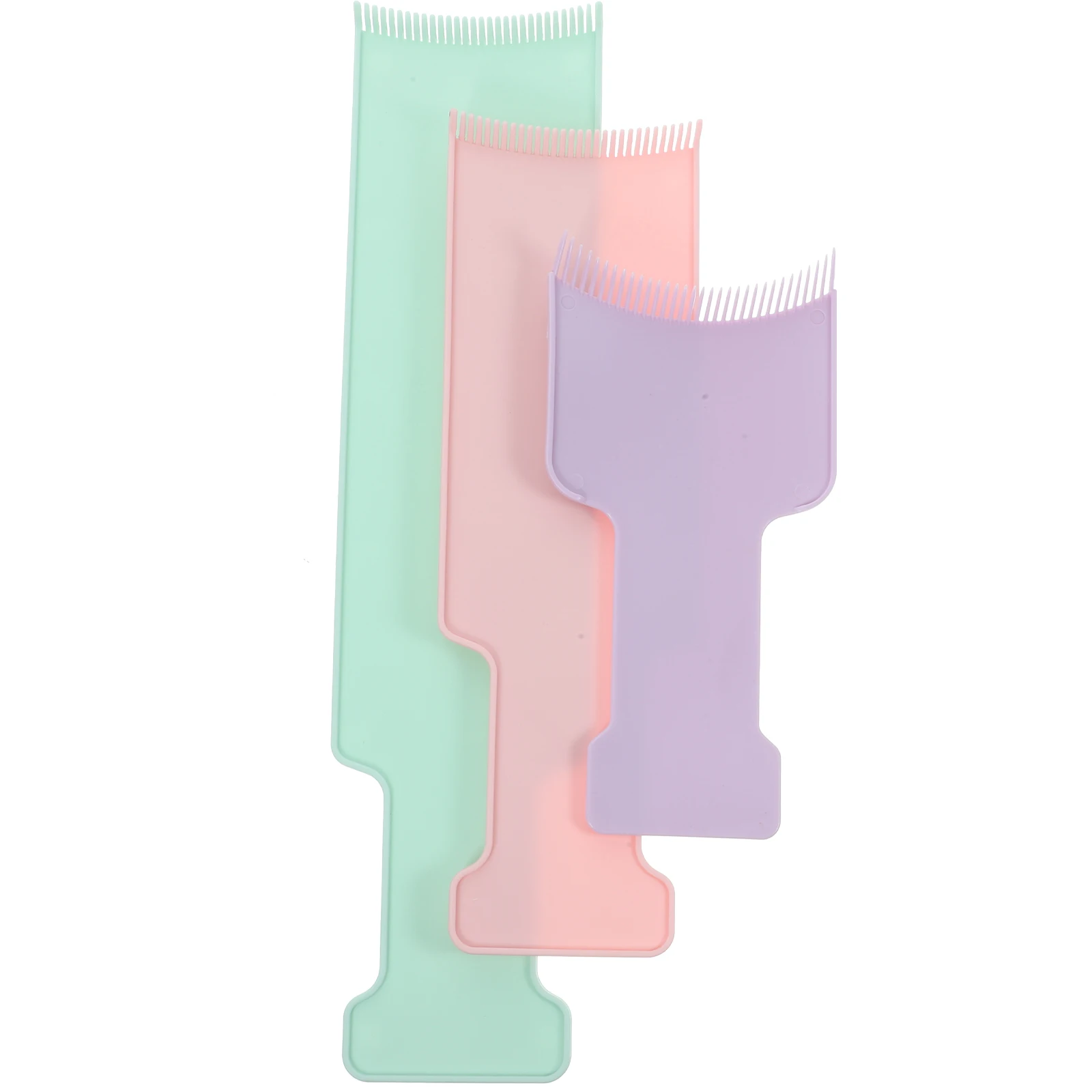 

3pcs Hair Dye Paddle Highlighting Board Set Purple Pink Green Color Plastic Portable Reusable Salon Home Use DIY Tools