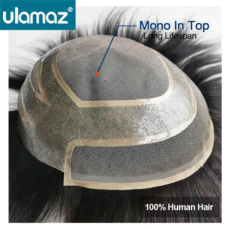 Peluca de cabello humano para hombres, postizo de encaje frontal Mono, Versalite tupé, prótesis de cabello masculino, unidad de sistema de cabello,