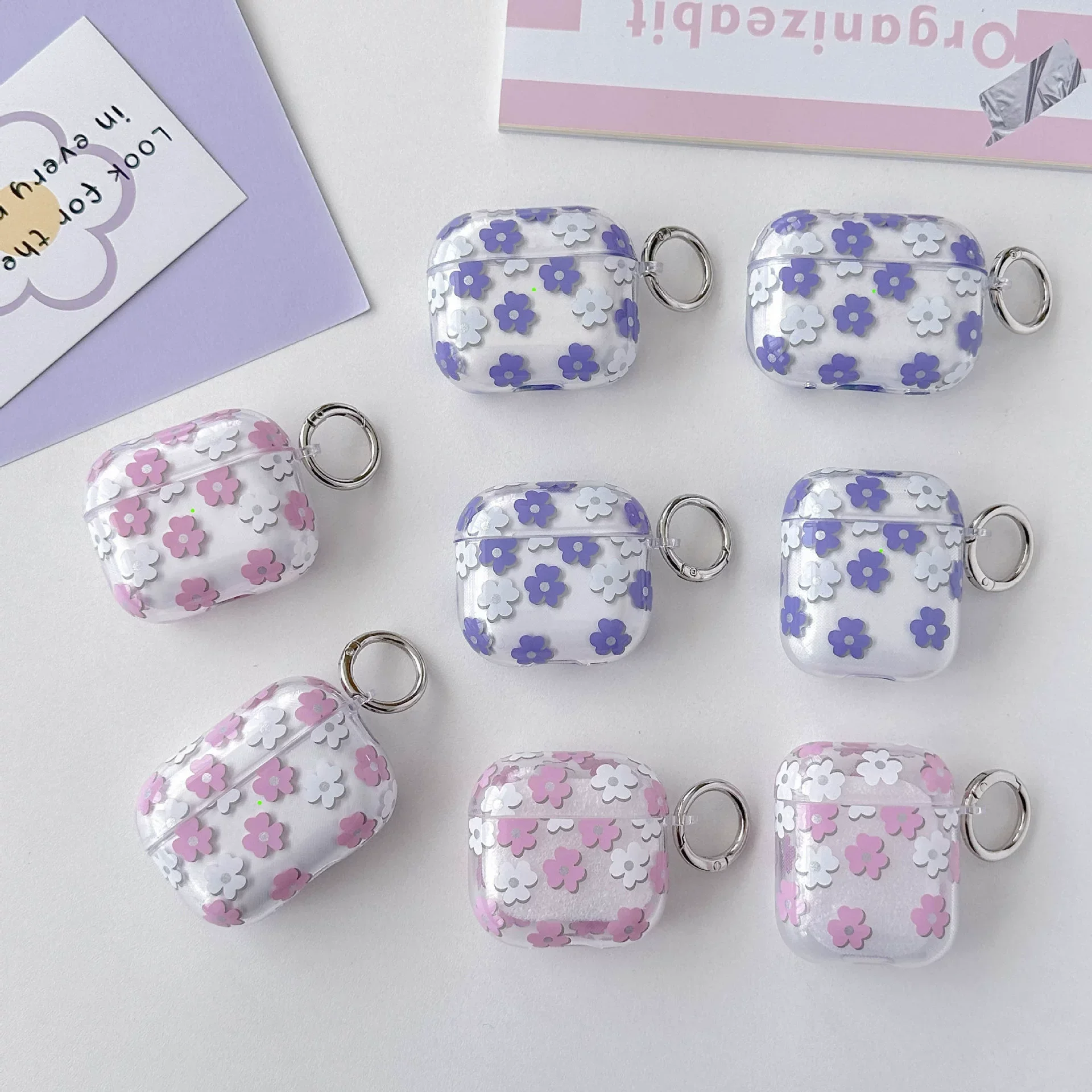 

Ins Flower Bling Glitter Soft TPU Earphone Case For Airpods 4 3 2 1 Pro 2nd Generation Air Pods 3 4 Cover Accessories Keychain