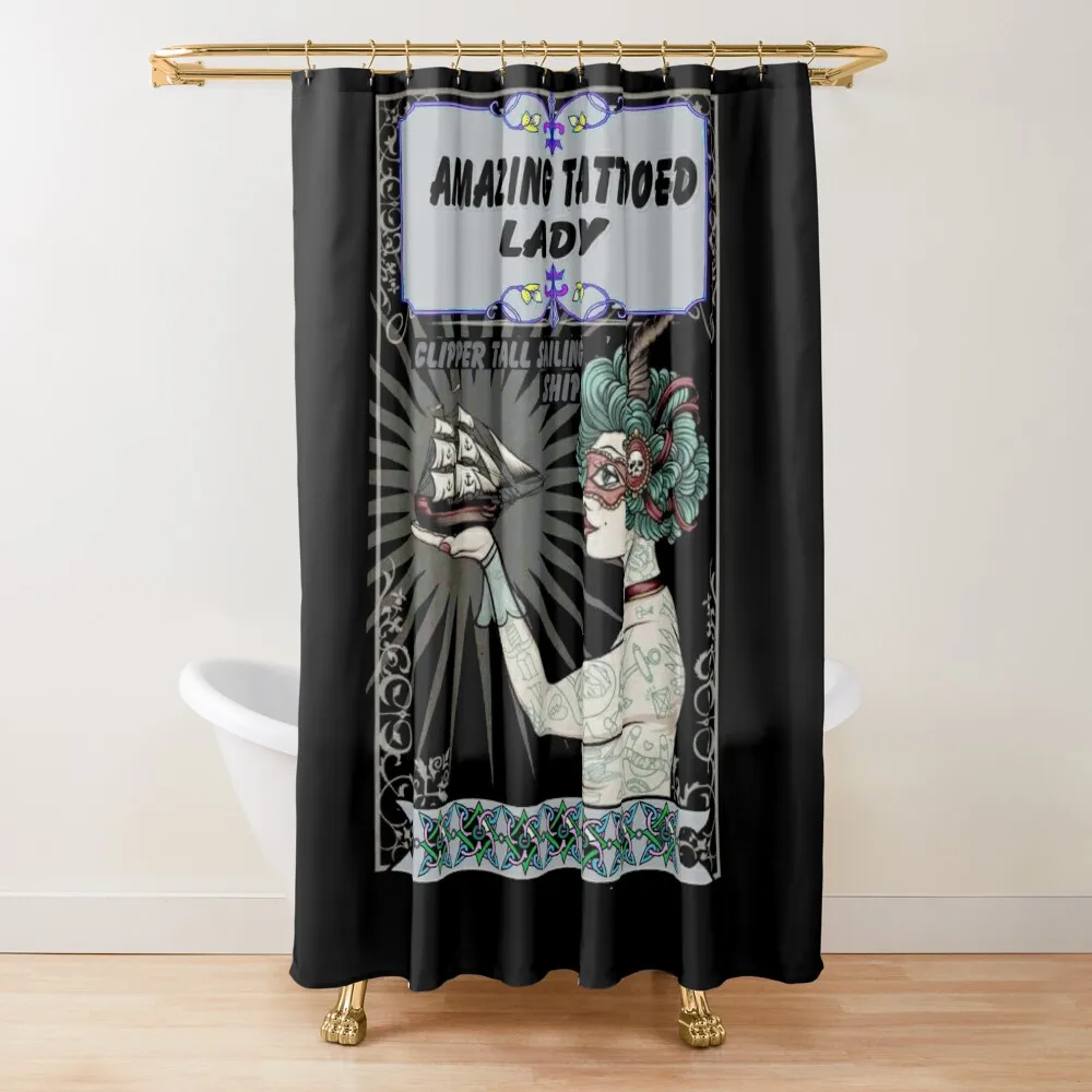 

AMAZING TATTOOED LADY : Vintage Colorful Art Advertising Print Shower Curtain For Bathroom In The Bathroom Curtain