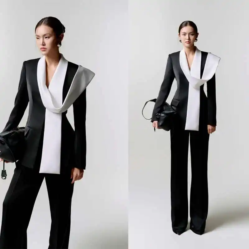 

Formal Mother Of The Birde Pants Suits Black Celebration Blazer Set Evening Party Prom Wedding Outfits 2 Pieces