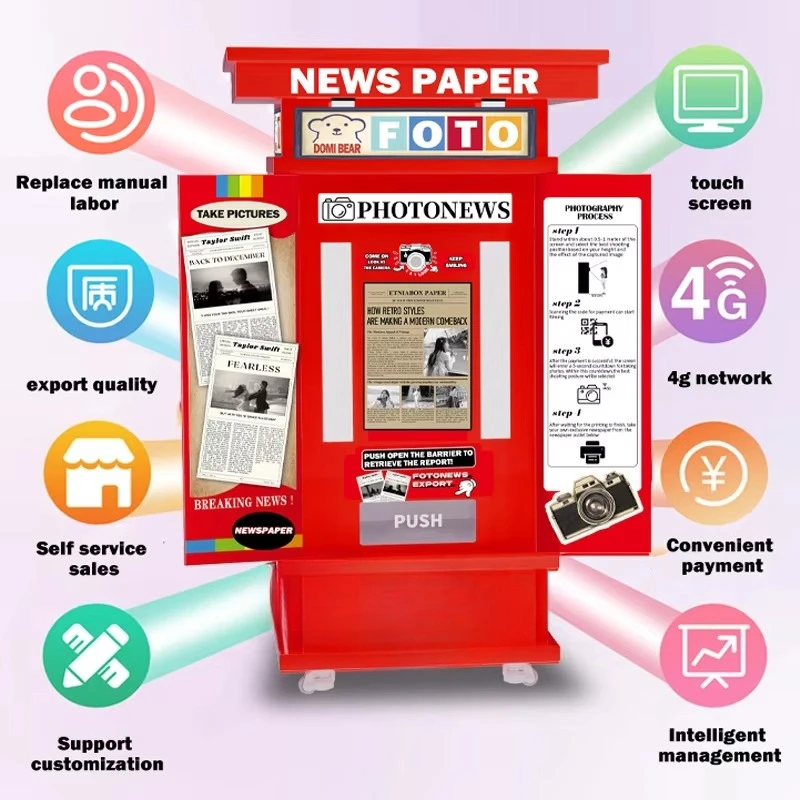 Picture 3: Business Photo Booth Instant Photo Self-service Printing Vending Machine  Printer  Compatible 27-inch Touch Screen