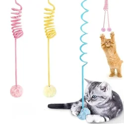 Brinquedo interativo para gatos, brinquedo para animais de estimação, engraçado, vara de gato, bola de corda de mola, brinquedo de pelúcia, brinquedos interativos de treinamento, suprimentos para gatos