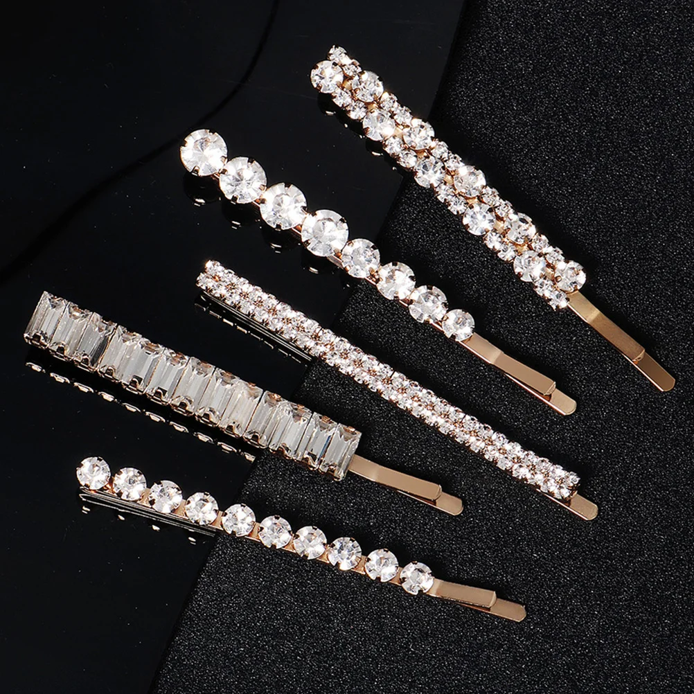 Pinces à cheveux en strass pour femmes, 5 pièces, accessoires pour cheveux, épingle à cheveux en cristal, Barrette, fête de mariage, bal, accessoires de coiffure