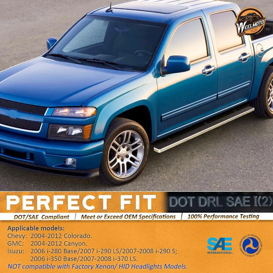 Faróis para 20042012 Chevy Colorado e GMC Canyon 20062008 Isuzu iSeries Carcaça preta com refletor âmbar esquerda e direita