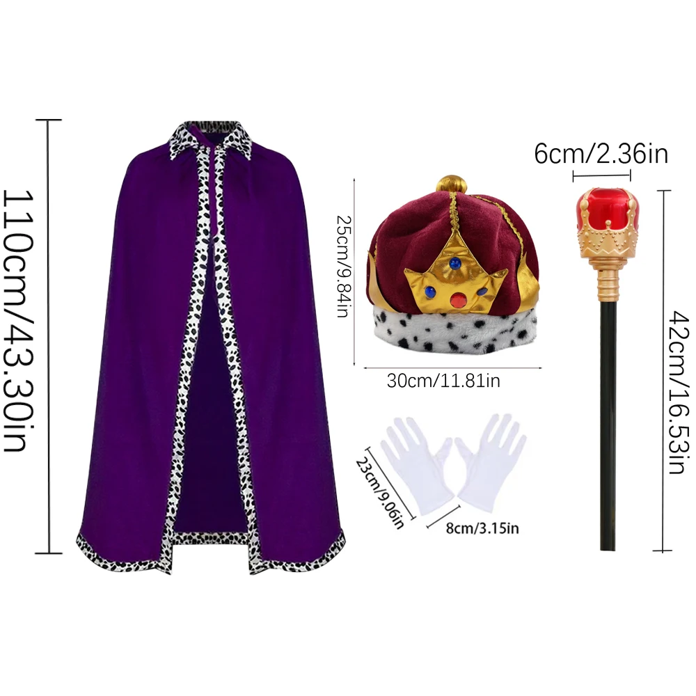 PESENAR hommes roi Costume 3 rois Cosutme Prince Robe nativité Costume Cosplay tenue accessoires ensemble