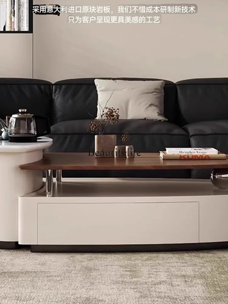 *طاولة قهوة حديثة وبسيطة من خشب الجوز، شقة منزلية صغيرة، غرفة معيشة، طاولة شاي كونغ فو فاخرة متعددة الوظائف #5