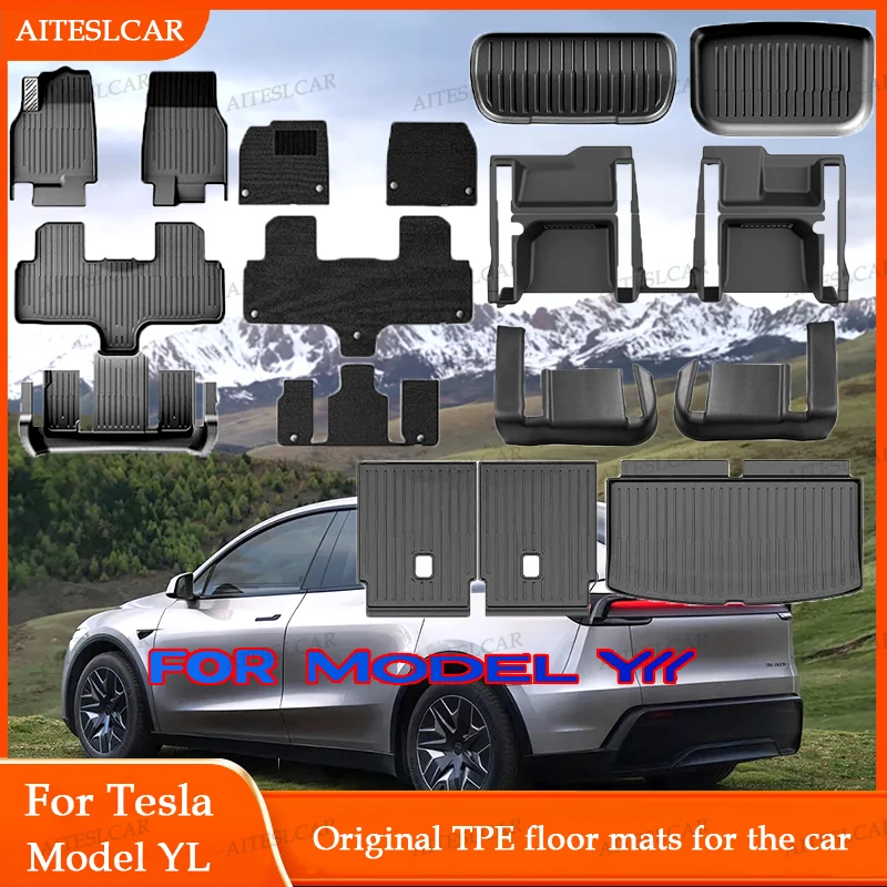 For Tesla Floor Mat Model YL 2026 Car Trunk Mat Set Luggage Mat TPE Waterproof Anti-Slip Set LHD Floor Liner Mat Accessories
