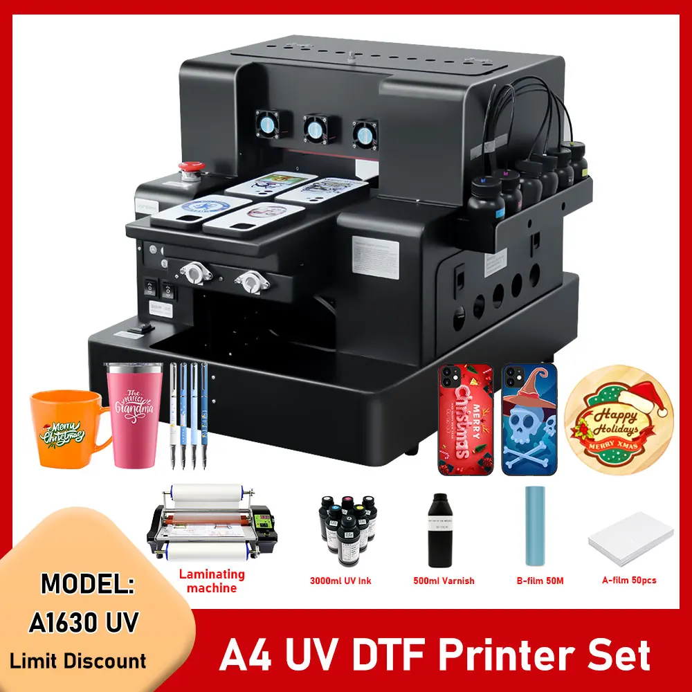 מדפסת UV בגודל A4 עם תיק טלפון Epson L805, מדפסת UV Flatbed עם ציפוי UV DTF, מדבקת מדפסת לבקבוק גולף, עטי PVC אקריליים