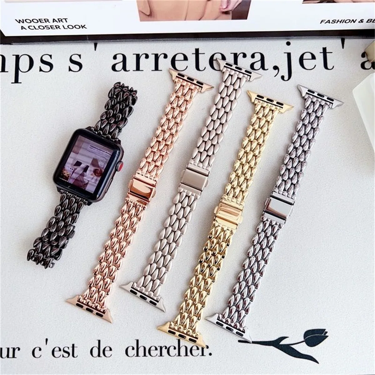 Cinturino per orologio per iWatch 42/44/45/46/49mm 38/40/41mm Cinturino per orologio in metallo alla moda per serie di orologi Ultra2 Serie 10/9/8/7/6/5/4/3/2/1_voghion.com