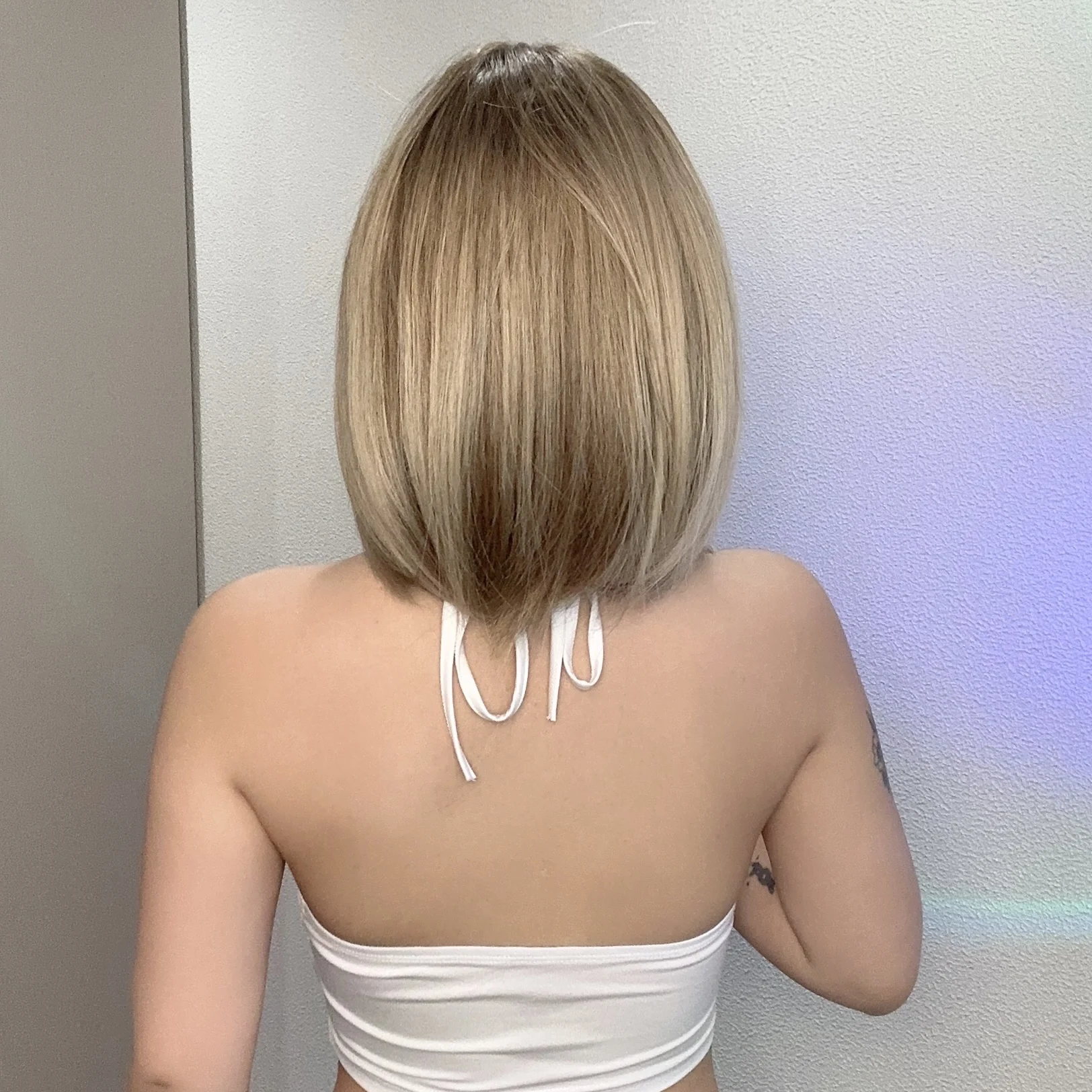 Perruque Synthétique Courte et Lisse avec Frange pour Femme, Cheveux Naturels, Blond Ombré, ixCosplay, Haute Température