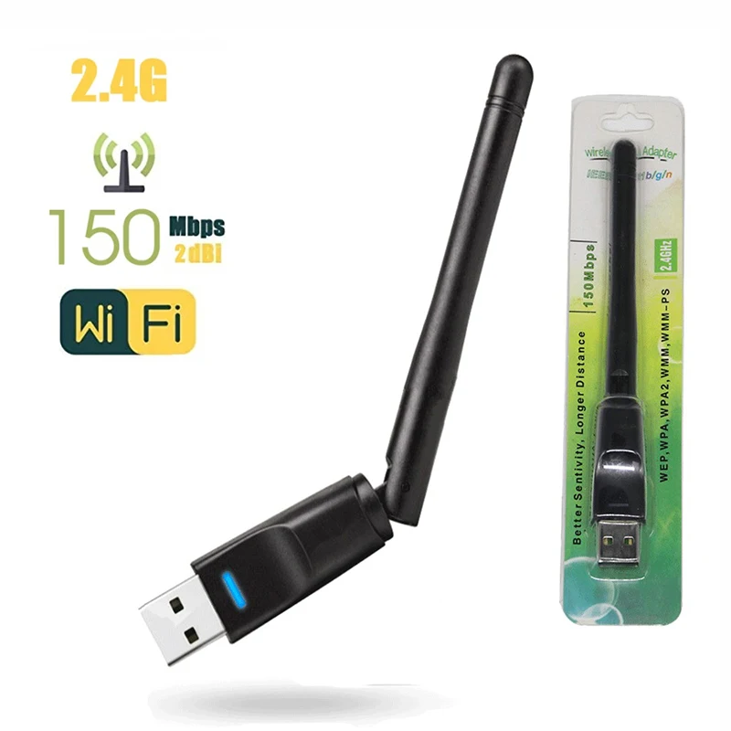 Mini USB WiFi Adapter 150Mbps 2.4GHz 2dbi Wireless Network Card RTL8188 MT7601 Network Card Wi-Fi Receiver Adapter for PC Laptop