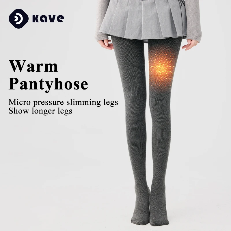 Kave 150g-200g-350g Winter Fleece High Waist Warm Tights Women Ribbed Knitted Grey Stocking High Streetwear Y2K Slim Pantyhose