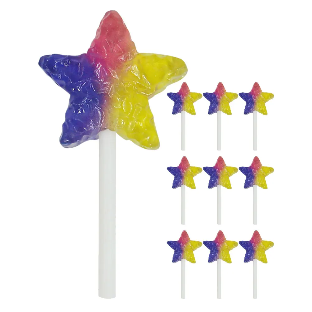 

10 Pcs Rainbow Candy Five-pointed Star Lollipop Shaped Plastic Charms for DIY Craft