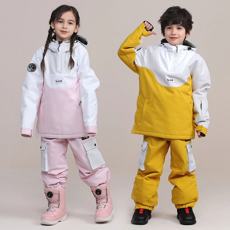 2023 New Children Ski Suit Girls Boys Warm Outdoor Snowboard Jacket Kids Ski Set Windproof Waterproof Winter Clothing Snow Pants