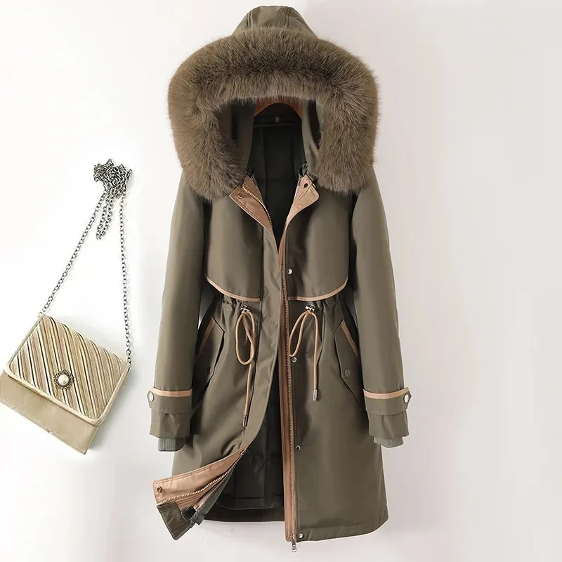 Winter Jackets High End 6XL Womens Jackets 2023 New Thick Warm Quilted Long Parkas Fur Collar Hooded Down Cotton Padded Coat