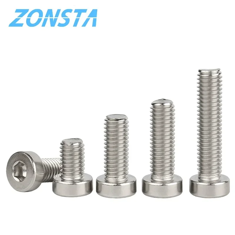 DIN7984 M2 M2.5 M3 M4 M5 M6 M8 M10 304 Stainless Steel Hex Hexagon Socket Thin Low Short Profile Head Allen Cap Bolt Screws
