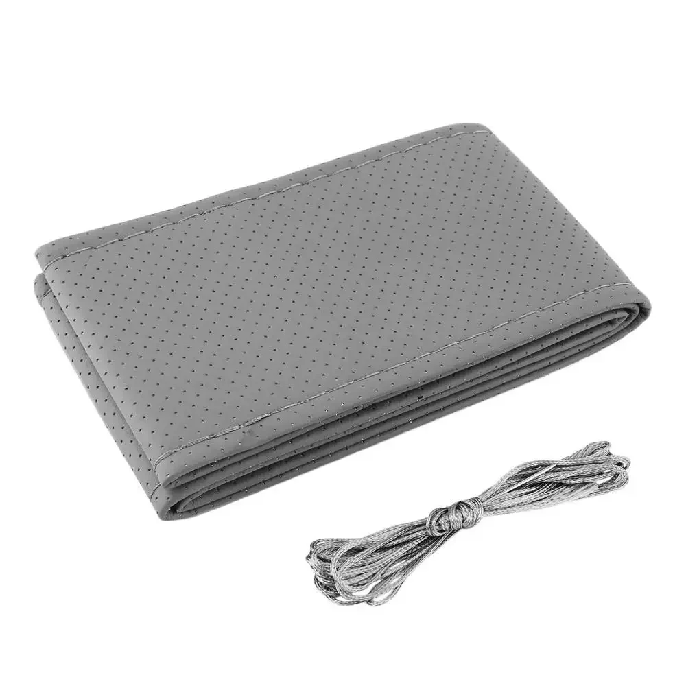 Auto-Lenkrad-Geflecht-Abdeckung, Nadeln und Faden, Kunstleder, Autoabdeckungen, Suite, 5-farbig, DIY-Textur, weiches Auto-Zubehör