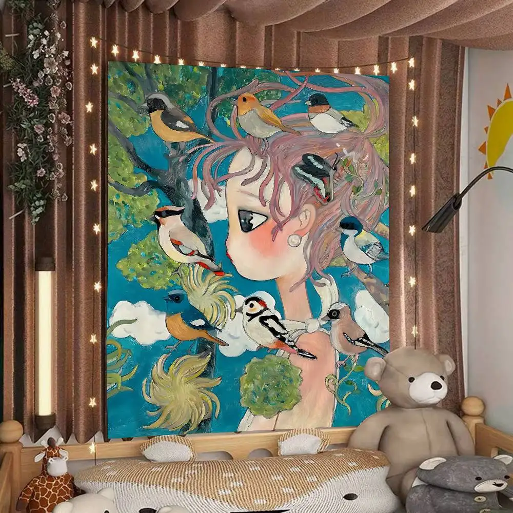 Picture 4: Aya Takano Cartoon Colorful Tapestry Wall Hanging Bohemian Wall Tapestries Mandala Wall Art Decor