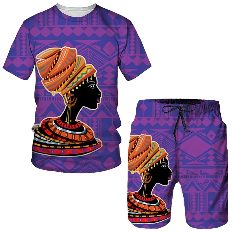 

2025-26 Summer New Fashion Trend Design Luxury Suit 3D Printing American Street Breathable Quick Drying T-shirt Shorts Set